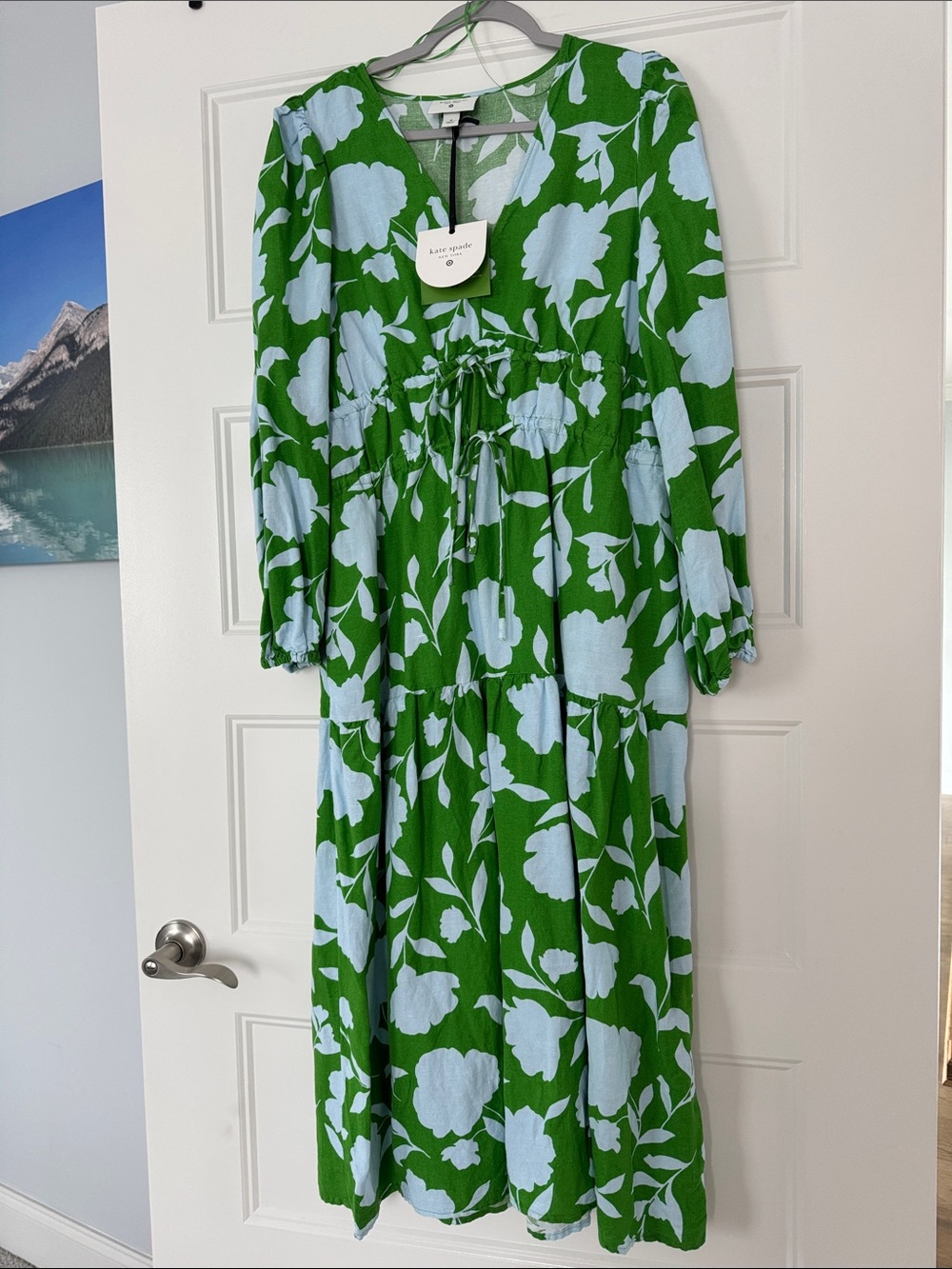 kate spade Green and Light Blue Floral Midi Dress